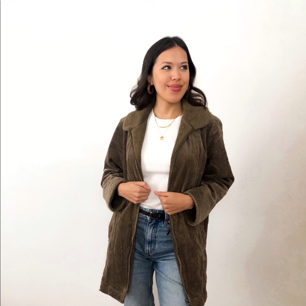 COPY - J.Jill Brown Tumbled Cord Sherpa Coat